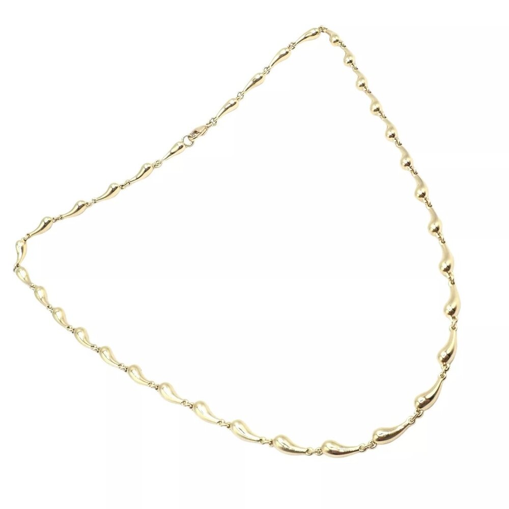 Authentic! Tiffany & Co Peretti 18k Yellow Gold Vintage Teardrop Necklace 15.75"